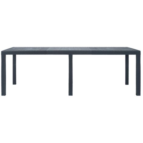 Table de jardin Table d'extérieur Anthracite 220x90x72 cm Plastique Aspect rotin