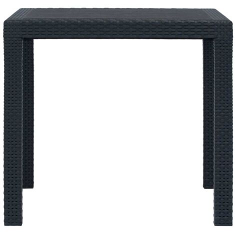Table de jardin  Table d'extérieur Anthracite 79x79x72cm Plastique Aspect de rotin