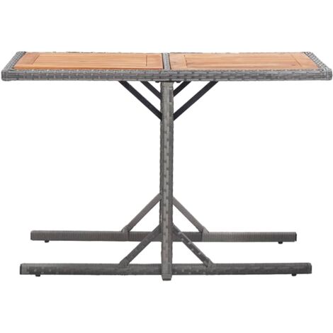 Table de jardin  Table d'extérieur Anthracite Résine tressée et bois d'acacia