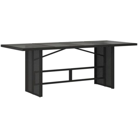 Table de jardin  Table d'extérieur avec dessus en verre noir résine tressée