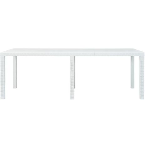 Table de jardin  Table d'extérieur Blanc 220x90x72 cm Plastique Aspect de rotin