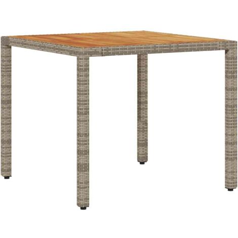 Table de jardin  Table d'extérieur et dessus en bois d'acacia gris résine tressée