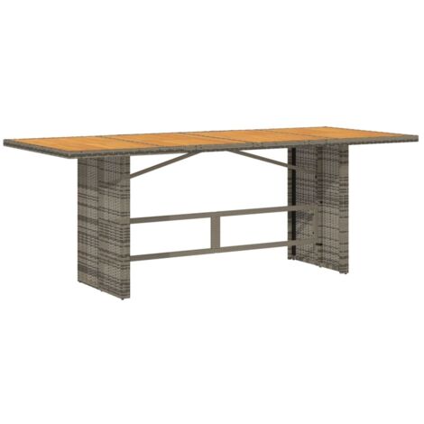 Table de jardin  Table d'extérieur et dessus en bois d'acacia gris résine tressée
