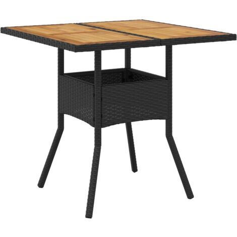 Table de jardin  Table d'extérieur et dessus en bois d'acacia noir résine tressée