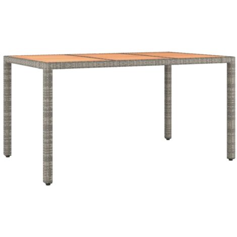 Table de jardin  Table d'extérieur et dessus en bois Gris Résine tressée et acacia