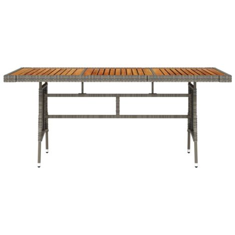 Table de jardin  Table d'extérieur Gris 160x70x72 cm Résine tressée et acacia