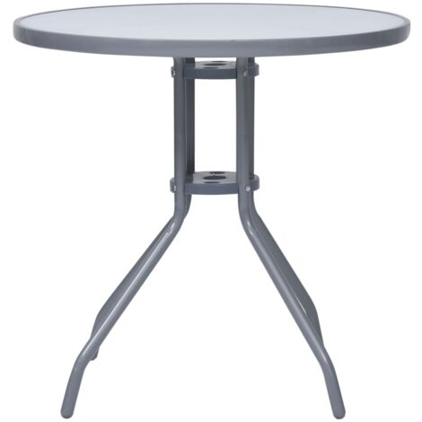 Table de jardin  Table d'extérieur Gris clair 80 cm Acier et verre