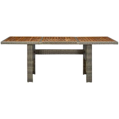 Table de jardin  Table d'extérieur Marron Résine tressée et bois d'acacia massif
