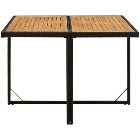 Table de jardin  Table d'extérieur Noir 109x107x74 cm Résine tressée bois massif
