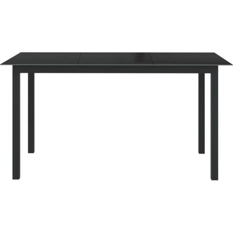 Table de jardin  Table d'extérieur Noir 150x90x74 cm Aluminium et verre