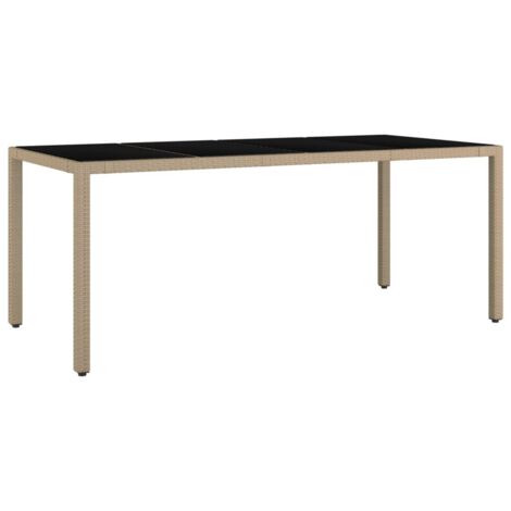 Table de jardin Table d'extérieur plateau en verre Résine tressée verre trempé