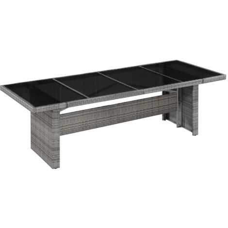 Table de jardin Table d'extérieur  Table d'appoint 240x90x74 cm Résine tressée et verre 64183