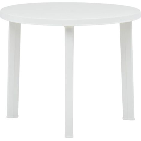 Table de jardin Table d'extérieur  Table d'appoint Blanc 89 cm Plastique 93429