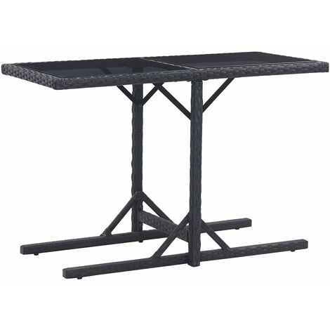 Table de jardin Table d'extérieur  Table d'appoint Noir 110x53x72 cm Verre et résine tressée 41626