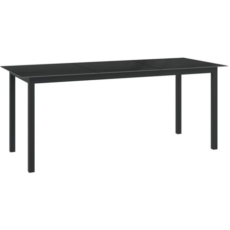 Table de jardin Table d'extérieur  Table d'appoint Noir 190x90x74 cm Aluminium et verre 55469