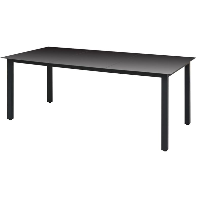 Maisonchic - Table de jardin Table d'extérieur Table d'appoint Noir 190 x 90 x 74 cm Aluminium et verre 79627