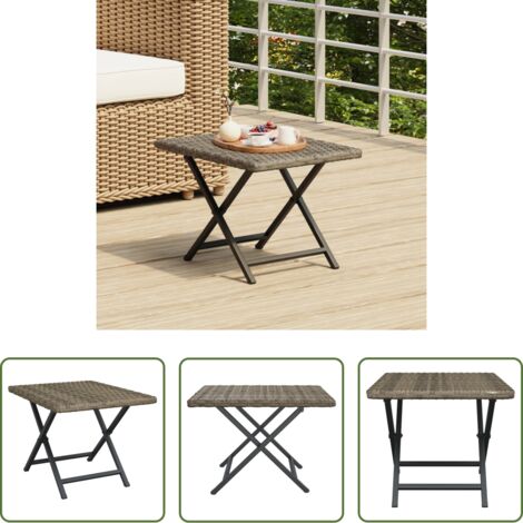 Table de jardin -  Table pliable gris 45x35x32 cm résine tressée