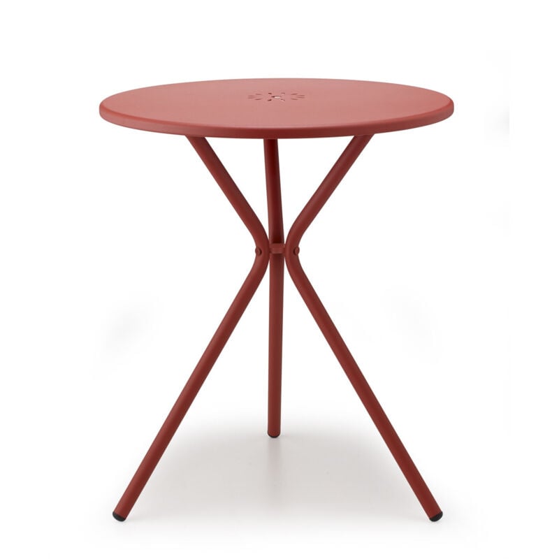 Table de jardin, Table ronde extérieur Leo Rouge en Metal, Scab design