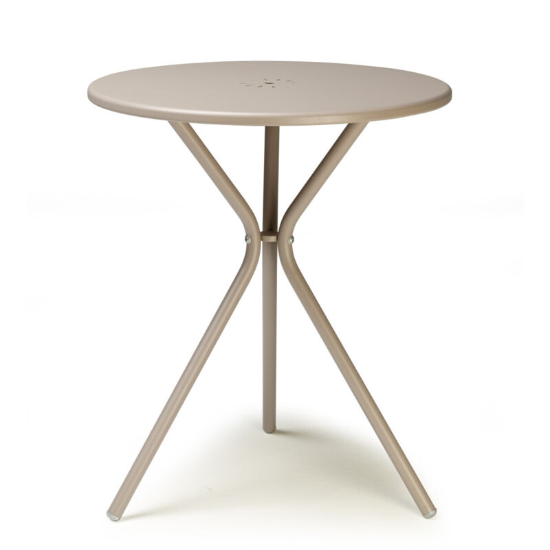 Table de jardin, Table ronde extérieur Leo Beige en Metal, Scab design