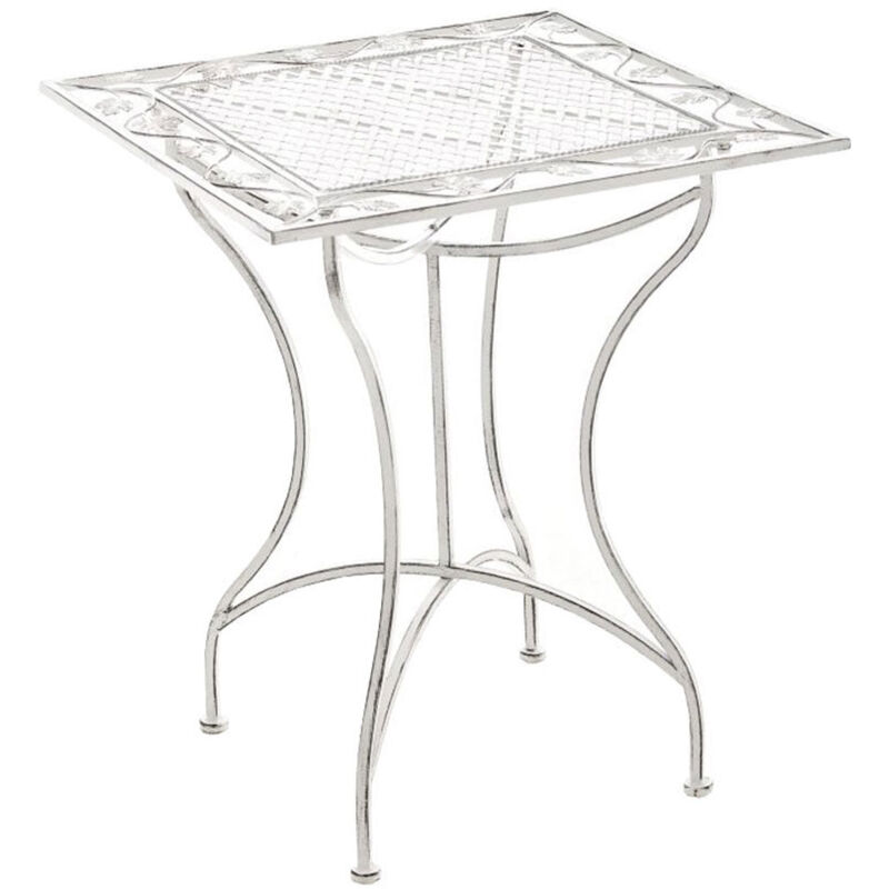 Décoshop26 - Table de jardin terrasse balcon design rustique en fer forgé blanc vieilli 100003813 Décoshop26 - Table de jardin terrasse balcon design rustique en fer forgé blanc vieilli 100003813