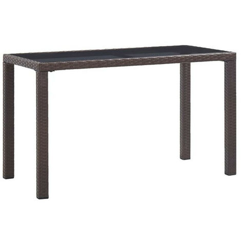 Table de jardin verre noir et résine tressée marron Wiley