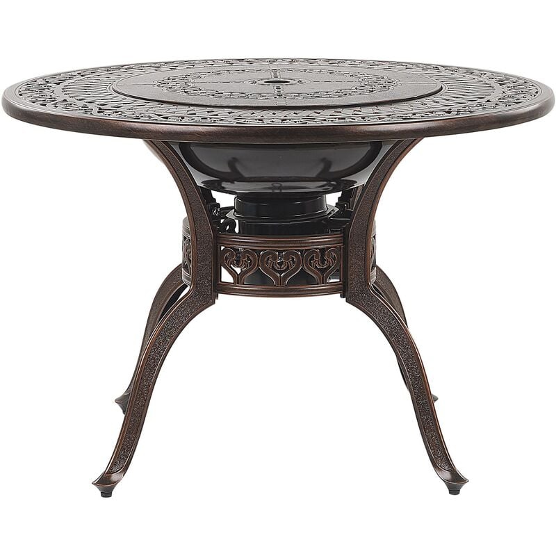 Beliani - Table de jardin marron foncé ø 105 cm avec braséro grill intégré MANFIRA