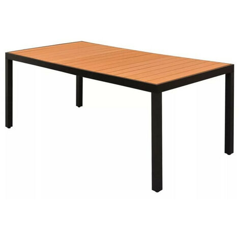 Table de jardin WPC marron et pieds métal noir Etrino 185cm