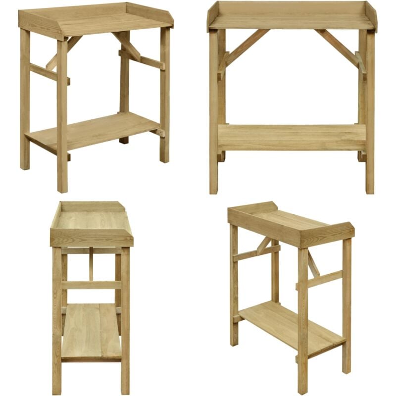 Table de jardinière Bois de pin imprégné 75x40x90 cm - Table De Jardin - Table D'extérieur - Support Plante - Meuble Jardin - Rangement Jardin - Home