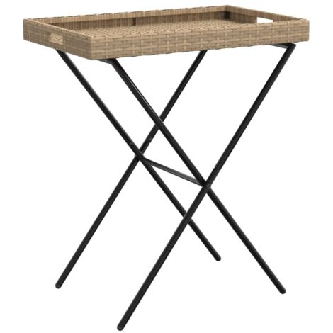 Table de jardin,Table à plateau pliable beige 65x40x75 cm résine tressée CFW92243