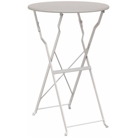 Table de jardin，Table bistrot Beige Ø50x71 cm Acier revêtu de poudre CFW27345