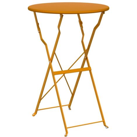 Table de jardin，Table bistrot Moutarde Ø50x71 cm Acier revêtu de poudre CFW35186