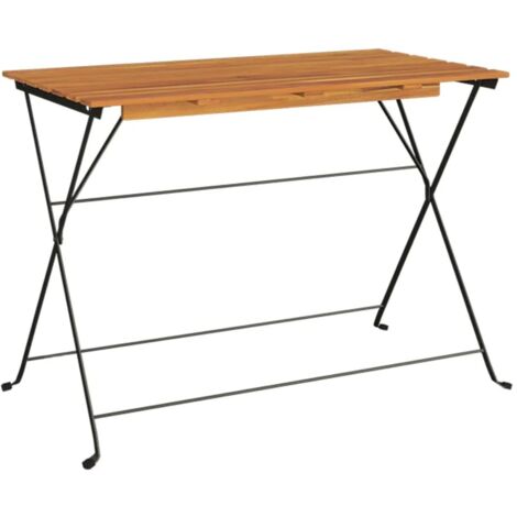 Table de jardin，Table de bistro pliante 100x54x71cm Bois acacia solide et acier CFW66348