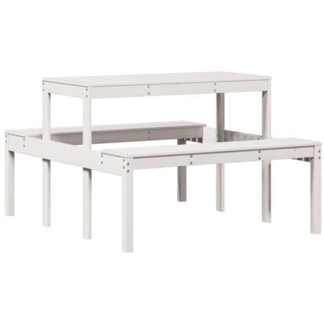 Table de jardin，Table de pique-nique blanc 110x134x75 cm bois massif de pin CFW26663