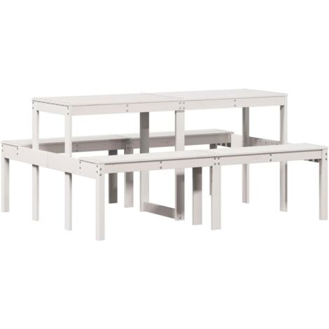 Table de jardin，Table de pique-nique blanc 160x134x75 cm bois massif de pin CFW61733