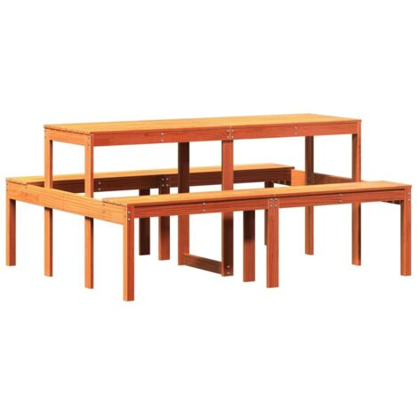 Table de jardin，Table de pique-nique cire marron 160x134x75 cm bois massif pin CFW92246