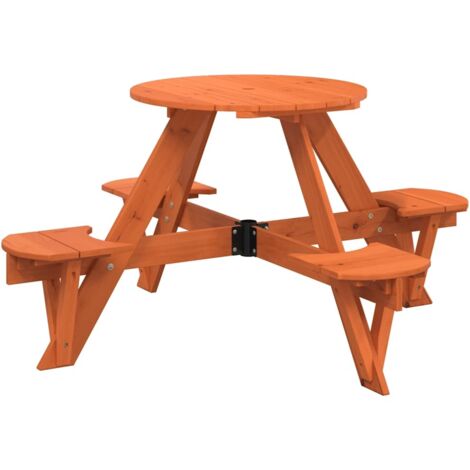 Table de jardin，Table de pique-nique pour 4 enfants avec trou de parasol rond CFW47789