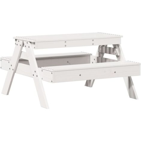 Table de jardin，Table de pique-nique pour enfants blanc bois massif de pin CFW34131