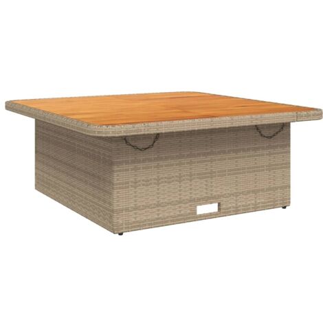 Table de jardin，Table d'extérieur beige 110x110x71 cm résine tressée bois acacia CFW64270