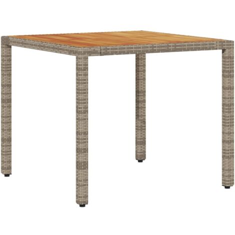 Table de jardin，Table d'extérieur et dessus en bois d'acacia gris résine tressée CFW16854