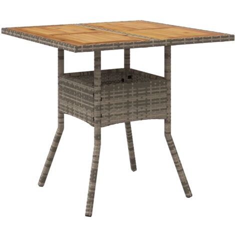Table de jardin，Table d'extérieur et dessus en bois d'acacia gris résine tressée CFW62546