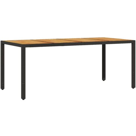 Table de jardin，Table d'extérieur et dessus en bois d'acacia noir résine tressée CFW62614