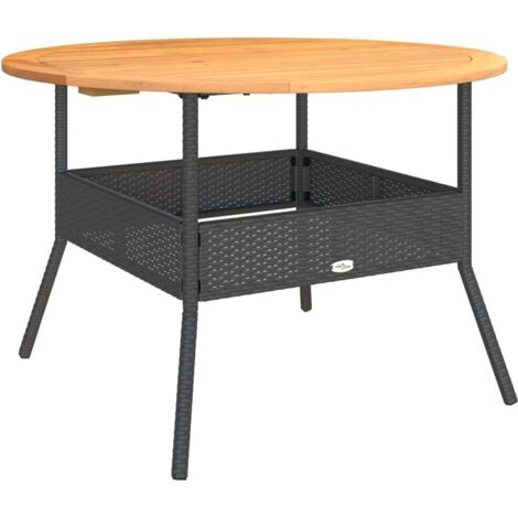 Table de jardin，Table d'extérieur et dessus en bois d'acacia noir résine tressée CFW67175