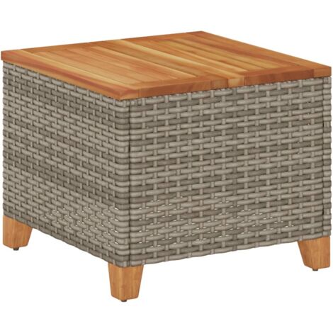 Table de jardin，Table d'extérieur gris 45x45x37 cm résine tressée et bois acacia CFW83941