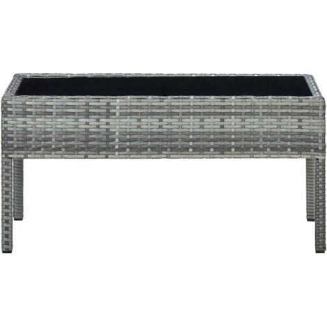 Table de jardin，Table d'extérieur Gris 75x40x37 cm Résine tressée CFW53302