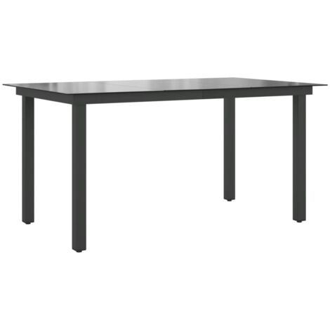 Table de jardin，Table d'extérieur Noir 150x90x74 cm Aluminium et verre CFW82094