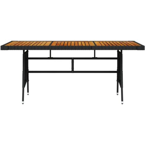 Table de jardin，Table d'extérieur Noir 160x70x72 cm Résine tressée et acacia CFW40971
