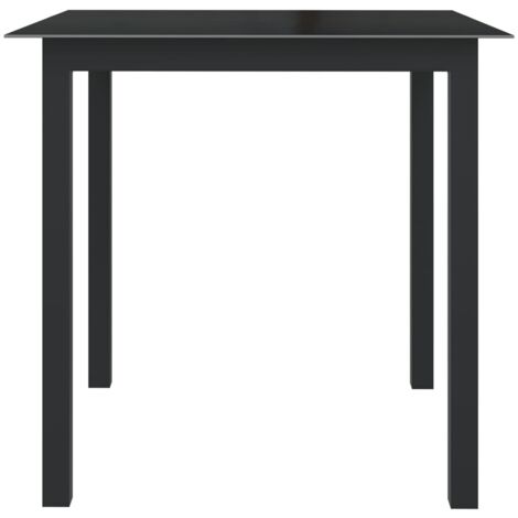 Table de jardin,Table d'extérieur Noir 80x80x74 cm Aluminium et verre CFW59796