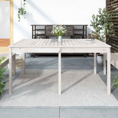 Table de jardin,Table meuble de Balcon,Table d'extérieur blanc 159,5x82,5x76 cm bois massif de pin -72899