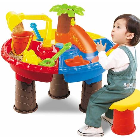 Table de jeu pour enfants avec bac à sable et eau - Jeu de jardin - Jeu d'extérieur Seaside Beach Toy pour enfants