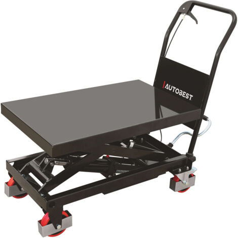 Table de levage hydraulique 300 kg - 2 roues pivotantes - Dimensions plateau 82 x 50 cm - Atelier et Garage